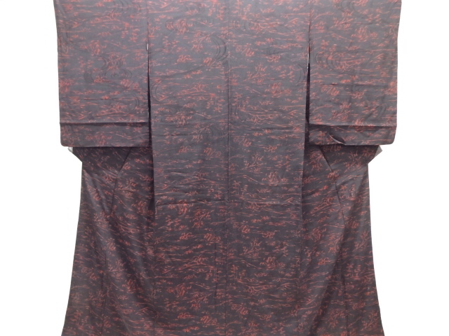 JAPANESE KIMONO / ANTIQUE KIMONO / SILK / MON KINSHA / PLANTS